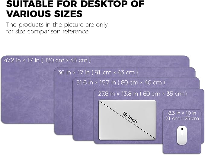Mouse pad, Non-Slip Washable Waterproof Computer Mouse mat Thick for Laptop Wireless Mouse Home Office Travel, Portable 9.8"x 8.3" S Purple