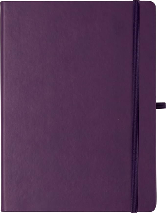Eccolo Cool Jazz Hardbound Writing Journal, 192-Page Lined Paper, Lay-Flat | Elastic Band Closure, Interior Gusset Pocket, Double Ribbon Bookmarks and Built-In Pen Holder, Durable Section-Sewn Binding