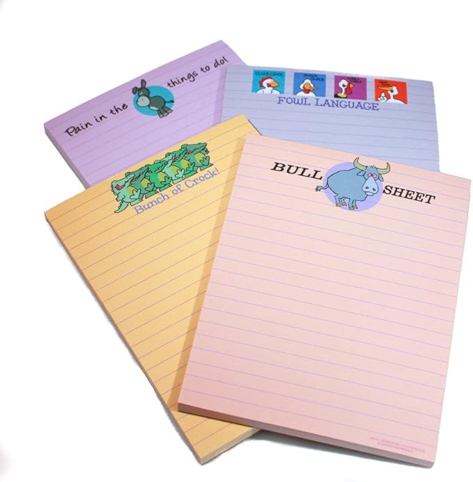 Stonehouse Collection Funny Notepads - Assorted Pack of 4 Note Pads - Funny Office Gifts for Coworkers, Women & Men - Made in USA Note Pad, 4.25 x 5.5 Inch Each - Cute Notepad & Fun Office Supplies
