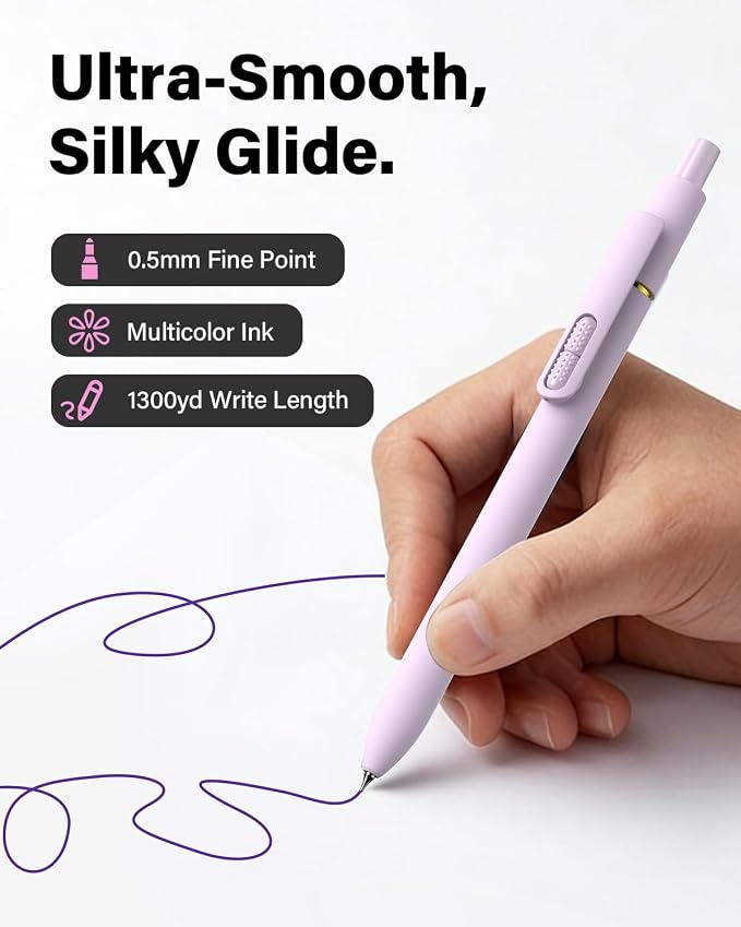 inkipen Blue Ink Fidget Pens, 8 Pcs 0.5mm Fine Point Retractable Smooth Writing Pen, Quick Drying Colored Ink Pens for Journaling School Office Supplies, Morandi Blue Ink