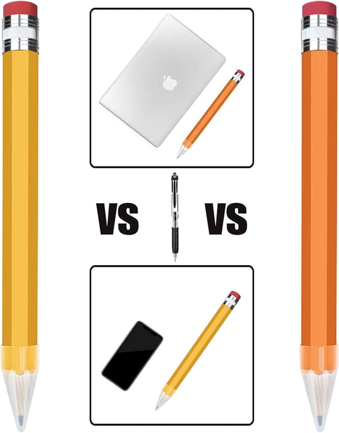 Giant Pencil, 14 Inch Big Jumbo Pencils, Funny Oversized Huge Comically Large Pencil with Cap for Prop/Gifts/Decor(Yellow/Orange)