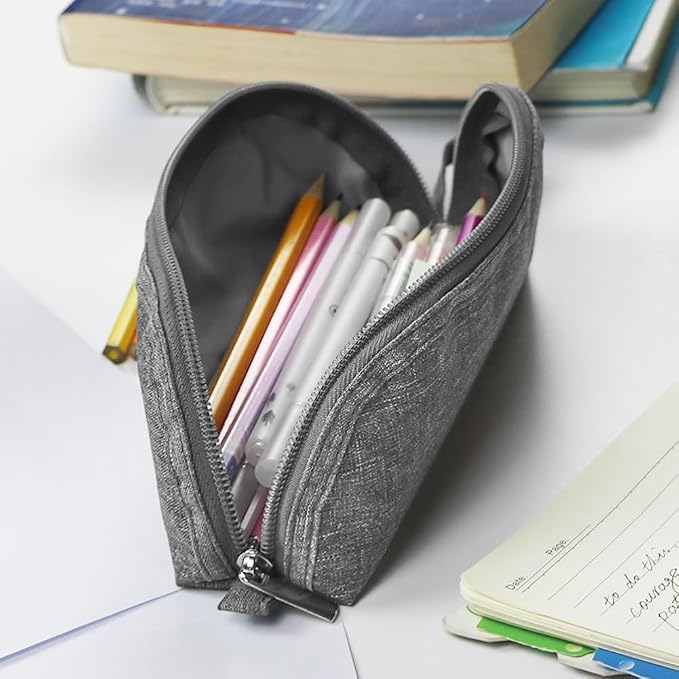 Gloppie Pencil Pouch - Practical Pencil Case, Aesthetic Simple Pencil Bag, Small Pen Holder, Back to School Supplies for Girls Boys, Grey