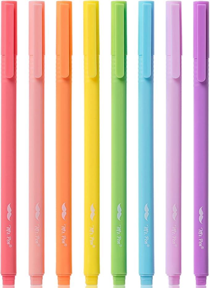 Mr. Pen- Highlighters, 8 Pack, Fine Tip, Pastel Colors, Cute Highlighters