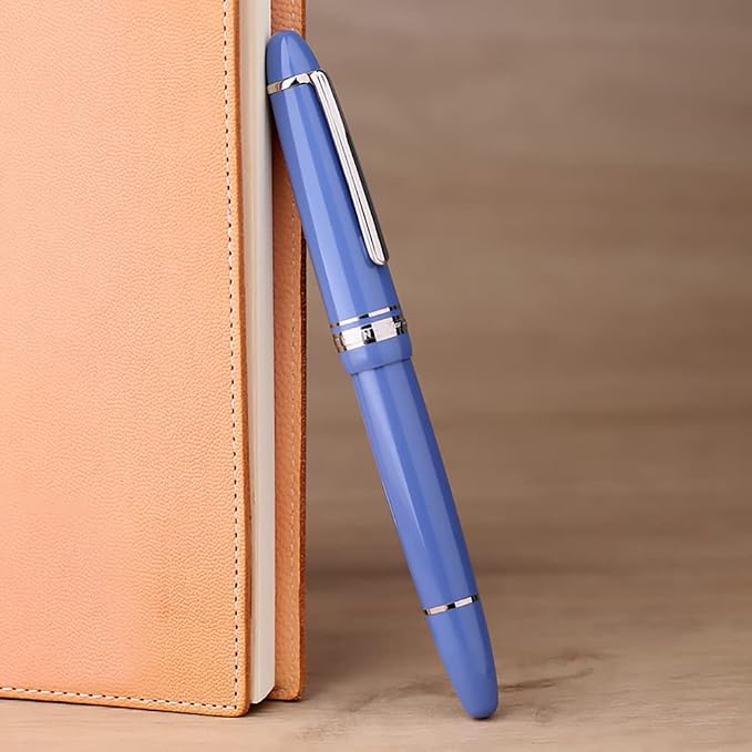 erofa Majohn P136 Piston Fountain Pen Extra Fine Nib with Box, Sky Blue Resin Writing Pen Set