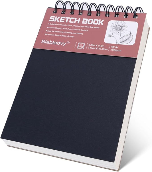 Sketch Book, 5.5" x 8.5" Sketchbook with 60 Sheets (68lb/100gsm), 1 Pack Drawing Pad Acid Free Drawing Book Sketch Pad for Kids Adults Beginners Artists