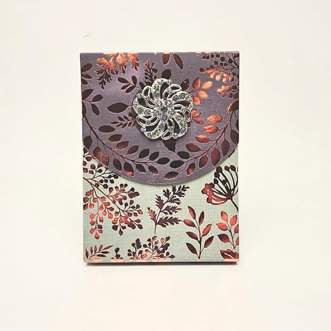 Punch Studio Flip-Top Notepad For Daily Notes or Notes on-the-go, with Magnetic Closure, Brooch Embellishment, Gold-Foil Accents & 75 Illustrated Sheets, 5" x 3.75" - Copper Leaves (43833)