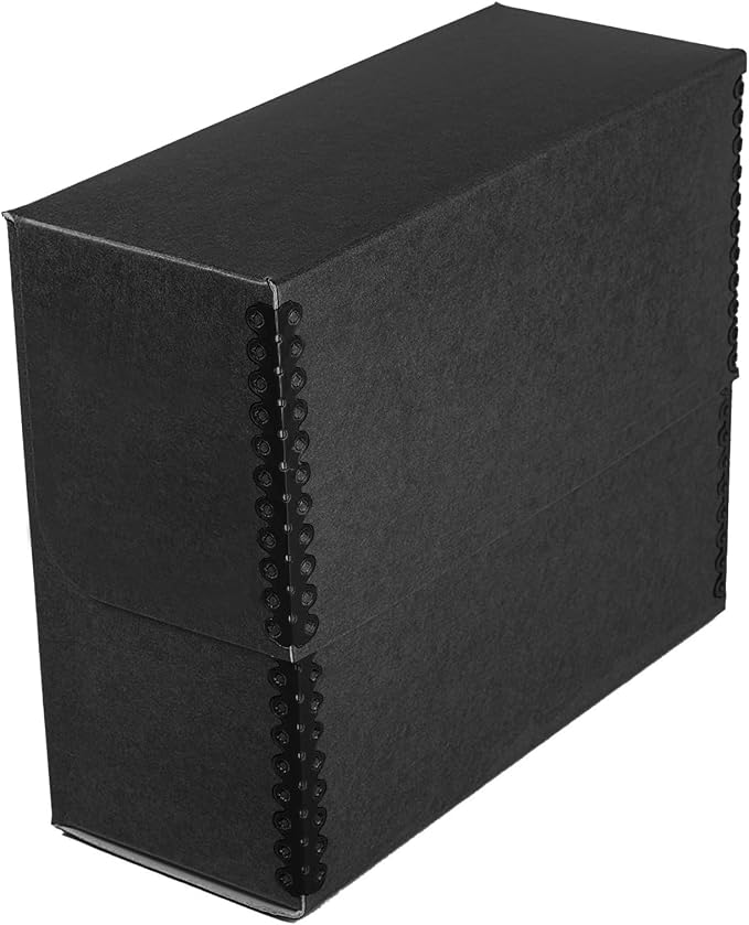 Lineco Archival Document Storage Box, Black, 12.5" x 10.5" x 5" | Letter-Sized, Metal Edge, Acid-Free Boxboard Case, Organize Files, Prints, Photos