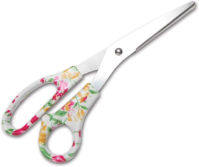 VIBRANZ-LAB Modern Multicolor Floral Craft Scissors, 8" Heavy Duty, Sharp Blades, Comfort-Grip, Ambidextrous, 1 Count