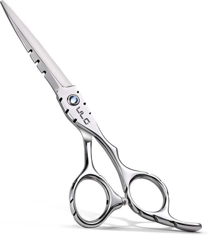 Hair Cutting Scissors, ULG Professional Hair Scissors 6.5” Shark Series Right-Hand Razor Edge Barber Shears Salon Hair Cutting Shears Made of Japanese Stainless Steel, Hand Sharpened Silver