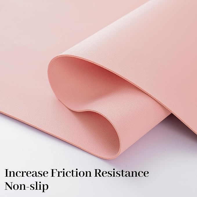 Leather Desk Pad Mat, Computer Mat Non-Slip, PU Large Mouse Pads for Desk, 35.4" x 17" Mouse Pad Pink, Waterproof Keyboard Mats for Office/Home/Decor