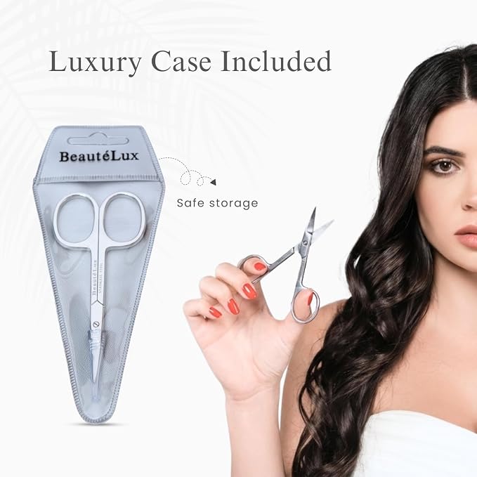 Professional Curved Grooming Scissors – Stainless Steel Precision Scissors for Eyebrow & Cuticle Care (Cuticle - Curved, 3.5'' Inches)