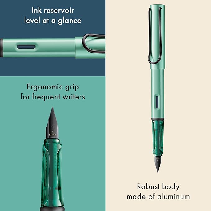LAMY AL-star mint - Fountain Pen with ergonomic grip & polished steel nib in size EF - lightweight aluminum body - including LAMY T 10 blue cartridge - Right-Handed