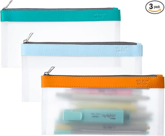 Mr. Pen- Clear Pencil Pouch, 8.50"x4.25", 3 Pack, Durable TPU Material | Medium Water-Resistant Pencil Bags with Smooth Zipper, Multipurpose Clear Pouch for Stationery, School, Office