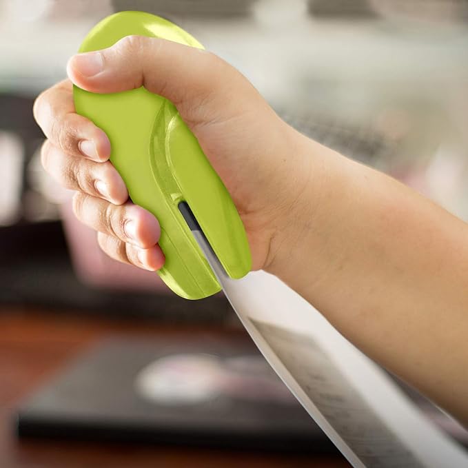 Plus Paper Clinch Compact Staple-Free Stapler, Heavy Duty, Green