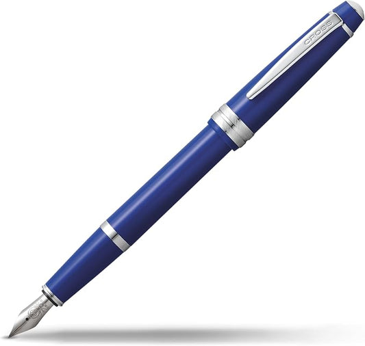 Cross Bailey Light Polished Blue Resin Extra-Fine Nib Fountain Pen - Professional Pen for Effortless Writing - Journaling, Note-Taking & More - Black Ink - Easy Handling - Includes Gift Box