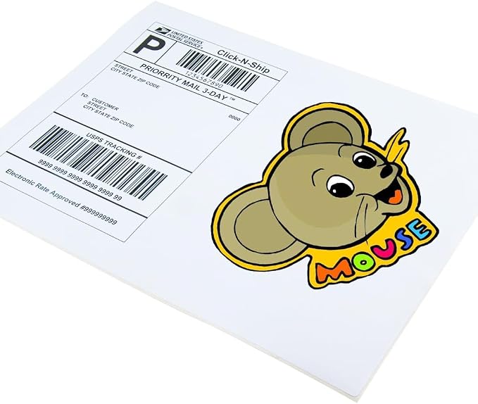 L LIKED 1500 Full Sheet Printable Sticker Paper, 8.5" x 11" White Matte Labels - 1 Label Per Sheet, Laser & Inkjet Printer Compatible, Bulk Pack for Shipping, Home & Office
