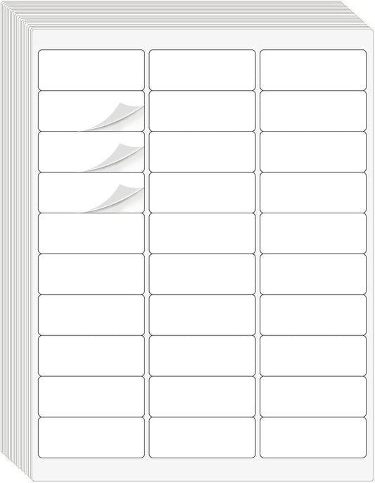1" x 2-5/8" Address Labels 1500 Labels Sticker Paper for Laser/Ink Jet Printer mailing Labels 8.5"×11" White 30 per Sheet