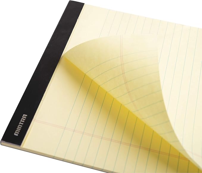 Mintra Office Canary Legal Pads - Premium Quality Heavyweight Paper With Micro-perforated sheets, Smooth-lined paper, Ideal for Office Tasks, Assignments or Notes, Meetings, and Journaling, 6 pack WIDE RULED, Yellow Paper, Premium Writing Pad, 8.5"x11"