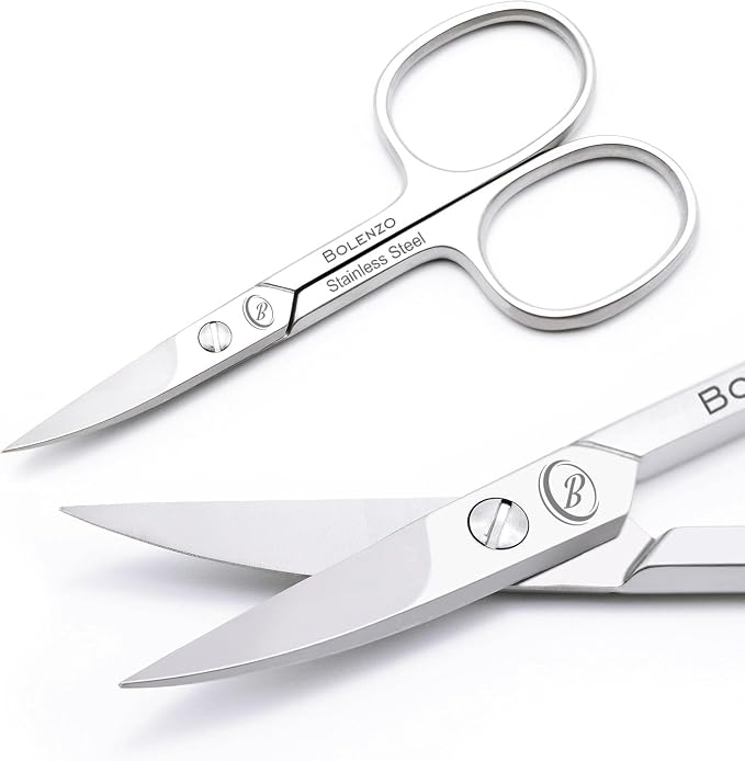 Nail Scissors Curved - High Carbon Stainless Steel Eyebrow Scissor for Eyelash, Nose Hair, Mustache, Beard, Toenail, Pedicure - Manicure Scissors for Men and Women (Nail Scissors)