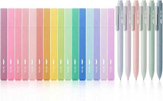 Mr. Pen- Aesthetic Highlighters and Gel Pens, 22 Pack | Assorted Colors Bible Highlighters No Bleed, Fine Point 0.5mm Black Ink Gel Pens, Fast Dry and No Smear for Bible Journaling