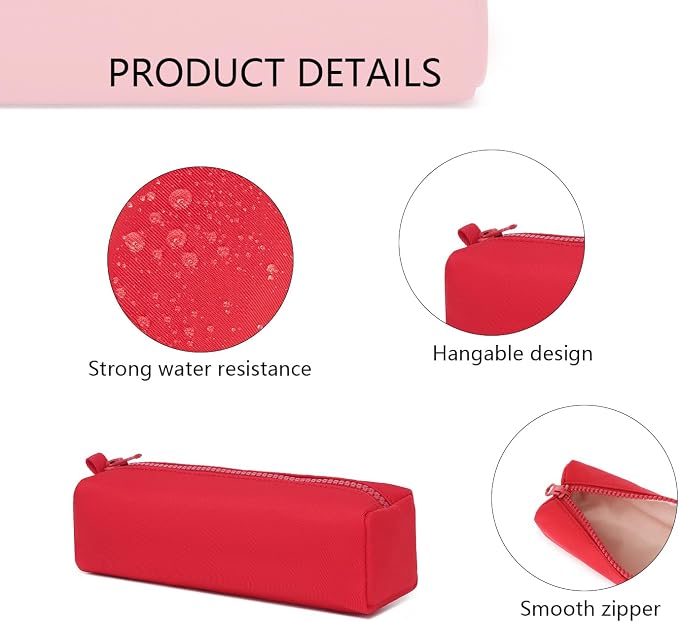 Pencil Case Lightweight and Durable Ideal Pencil Pouch for School and Office Supplies (Red,Oxford)