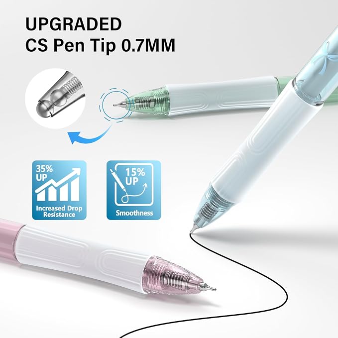 8 Pack Retractable Gel Pens, Black Ink Quick-Drying No Smudge | 0.7mm Fine Point Smooth, Long-Lasting Ink, Cute Aesthetic Pens for Journaling, Writing, School Office, Gift for Women Nurse