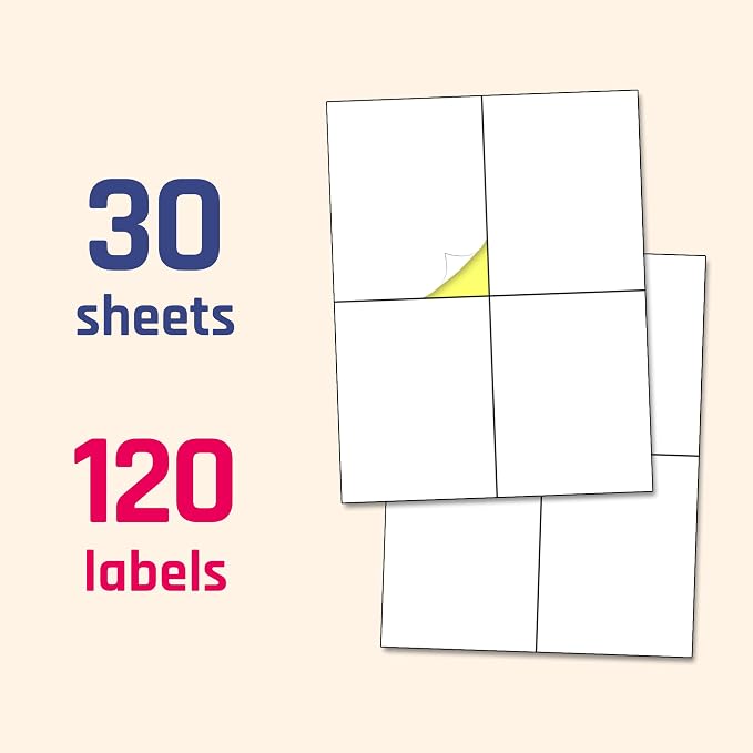 Large Mailing Shipping Address Labels Stickers for Packages, 120 Pieces | Laser/Inkjet Printing, comes with Print Templates