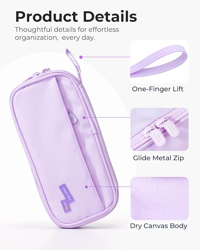 Four Candies Pencil Case, Large Capacity Pencil Pouch—Portable Marker Holder Bag for Home & Office, Soft Supply Organizer (Purple)