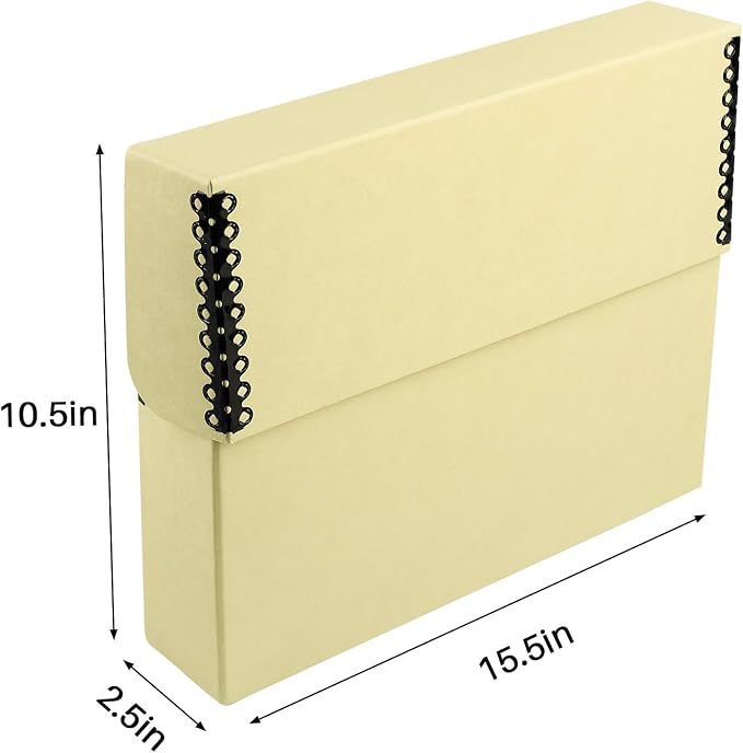 Lineco Archival Document Storage Box, Tan, 15.5" x 10.5" x 2.5" | Legal-Sized, Metal Edge, Acid-Free Boxboard Case, Organize Files, Prints, Photos, Pack of 2
