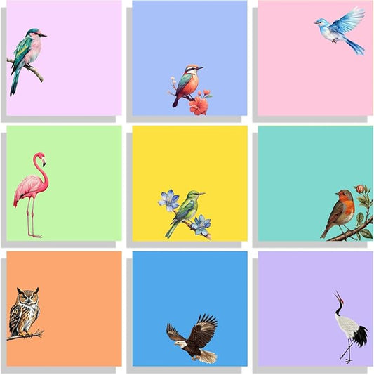 9 Pads Cute Sticky Notes Set, 3" x 3" Bird Self Stick Notepads, Funny Sticky Notes Set, Bird Stationery, Kawaii Adhesive Memo Pads, Office Decor Desk Accessories, School Supplies, Bird Lover Gifts