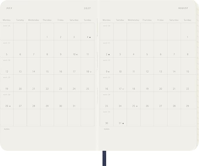 Moleskine 2026-27 18-Month Weekly Planner, Pocket, Sapphire Blue, Softcover | July 2026-December 2027 Pocket (3.5" x 5.5") 208-page weekly planner with weekly spreads, ruled notes pages, and stickers.