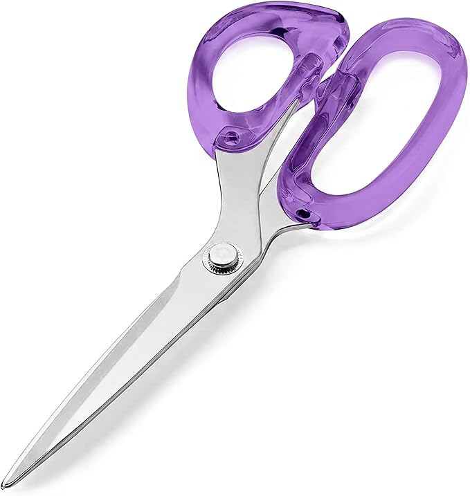OfficeGoods 9” Stainless Steel Acrylic Scissors for Office and Home - Aesthetic and Sharp All Purpose Scissors, Perfect for Sewing, Arts and Crafts - Purple Silver Metal