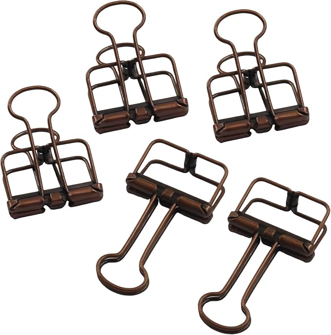 20 Pack 1 inch Hollow Out Binder Clips, Bronze | Metal Paper Clips, Unique Hollow Design, Clip Papers, Seal Snack Bags, Mark Book Pages