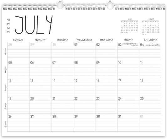 Guasslee Large Wall Calendar 2026-2027, 12 Monthly Calendar from 2026 June-May 2027 Jumbo 22"x17" Hanging Desk/Wall Planner with Spiral Bound for School Home Office Organizing