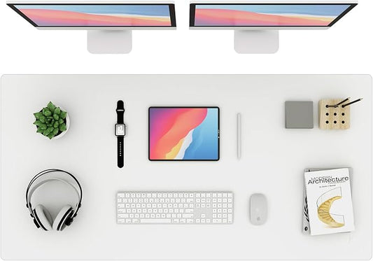 K KNODEL Extra Large Desk Mat, Leather Mouse Pad (47.2"x23.6", White) | Desk Pad, Keyboard Pad, Computer and Laptop Mat, Desktop Protector and Cover, Writing Pad and Blotter for Home Office