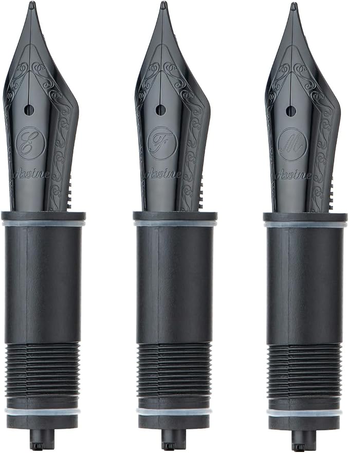 Asvine 3 PCS Fountain Pen Replaced Nibs, #6 Black EF/F/M Nib V169, P20, P30 and V126