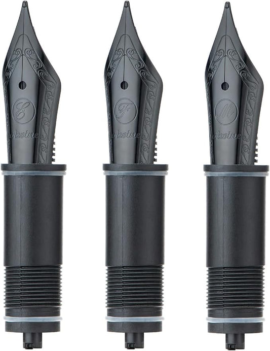 Asvine 3 PCS Fountain Pen Replaced Nibs, #6 Black EF/F/M Nib V169, P20, P30 and V126