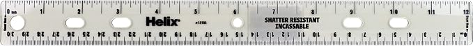 Helix Standard Ruler, 12 Inch / 30cm, Assorted Colors (13105)
