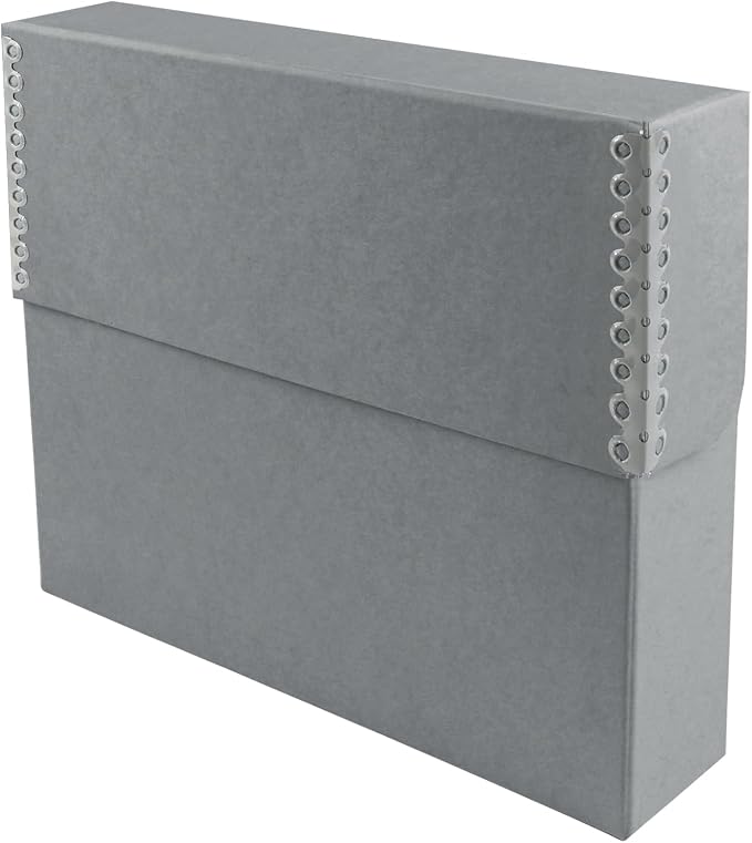 Lineco Archival Document Storage Box, Gray, 12.5" x 10.5" x 2.5" | Letter-Sized, Metal Edge, Acid-Free Boxboard Case, Organize Files, Prints, Photos