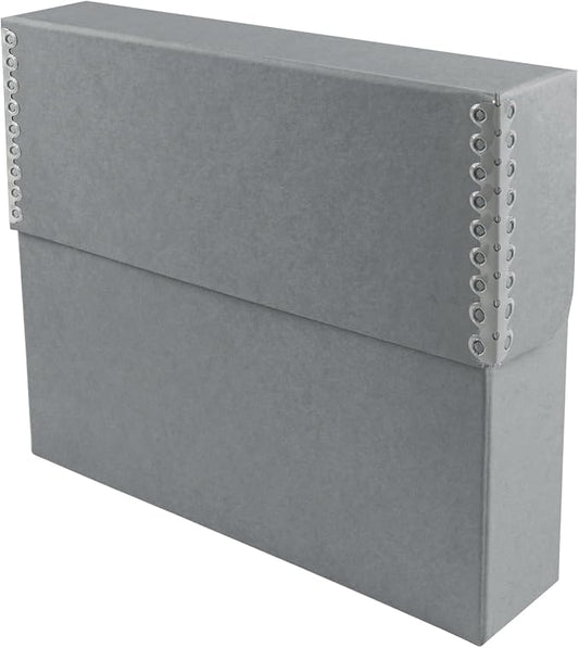 Lineco Archival Document Storage Box, Gray, 12.5" x 10.5" x 2.5" | Letter-Sized, Metal Edge, Acid-Free Boxboard Case, Organize Files, Prints, Photos
