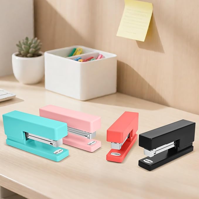 1 Desktop Stapler & 1 Tape Dispenser - 25 Sheet Capacity with 830 Staples and Staple Remover, Non-Slip for Office,School, Home & Classroom, Black