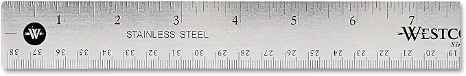 Westcott 10416 15" Stainless Steel Office Ruler with Non Slip Cork Base