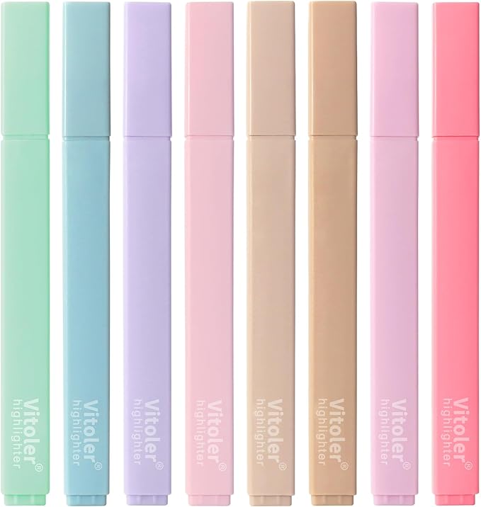 Vitoler Bible Highlighters Assorted Colors,8 Pack,Soft Chisel Tip | cute bright colol,long lasting for bible study,Journaling Planner Notes School Supplies