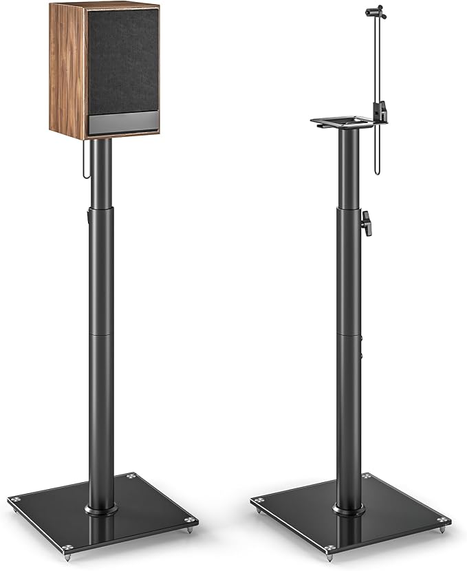 5Rcom Universal Speaker Stands with 360° Swivel, Height Adjustable Bookshelf Speakers Stand from 32" to 43", Speaker Stands Pair to 11 lbs Per Stand for Satellite and Studio