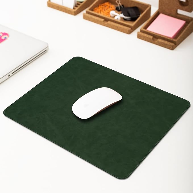 Mouse pad, Non-Slip Washable Waterproof Computer Mouse mat Thick for Laptop Wireless Mouse Home Office Travel, Portable 9.8"x 8.3" S Dark Green