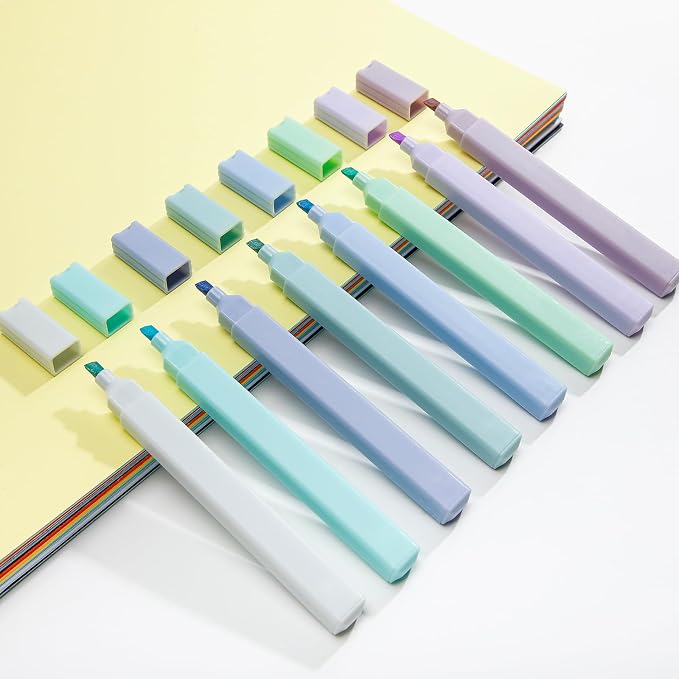 Marspark 120 Pcs Highlighters Bulk Chisel Tip Aesthetic No Bleed Cute Color Marker Pens for Journal Planner Notes School Study Office Supplies (Avender Mint Colors)