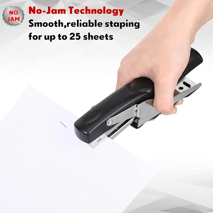 Yexiya 6 Pcs Heavy Duty Plier Stapler Heavy Duty Office Hand Held Staplers Effortless 50 Sheet Capacity Desk Good for Stapling Home Warehouse School, Black