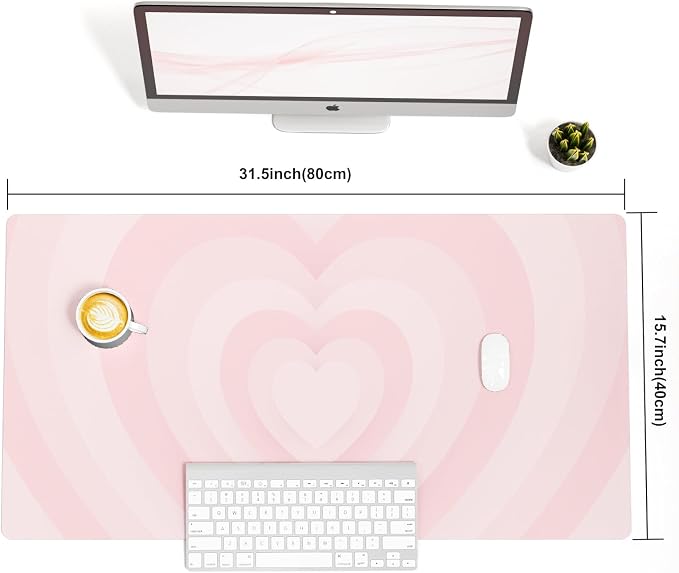 Colorful Star Large Mouse Pad Pink, PU Leather Desk Mat, 31.5" x 11.8" | Aesthetic Laptop Mat Cute Mousepad Desk Pad, Waterproof Non-Slip Desk Mat for Office Accessories Women& Girl