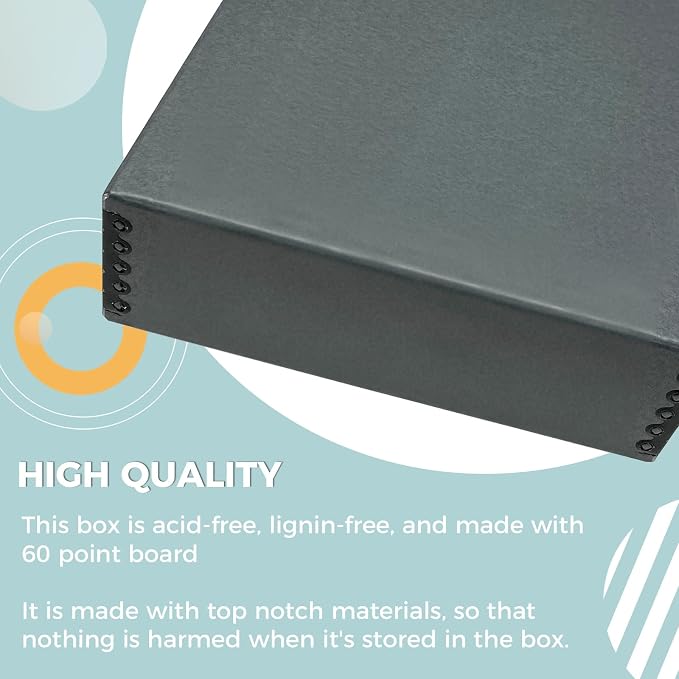 Golden State Art, Drop Front Archival Storage Box, Gray, 9.75x12.75x3 Inch | Acid-Free Museum Box with Metal Edge Corner, for Storing Artwork Photos Documents Prints Arts And Crafts