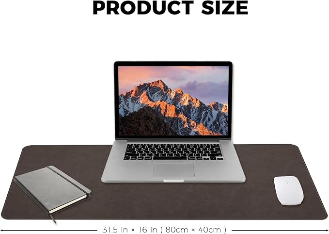 CHEERYGOO Leather Desk Pad Protector, Mouse Pad, Office Desk Mat, Non-Slip PU Leather Desk Blotter, Laptop Desk Pad, Waterproof Desk Writing Pad for Office and Home 31.5"x 15.7" L Dark Coffee